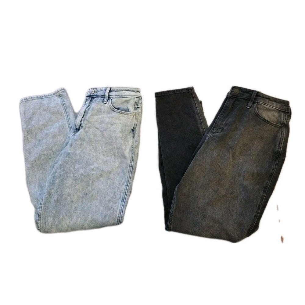 Hollister Women's 3R 26x27 Black And Blue  Jeans Curvy Vintage Stretch  Mom Jean